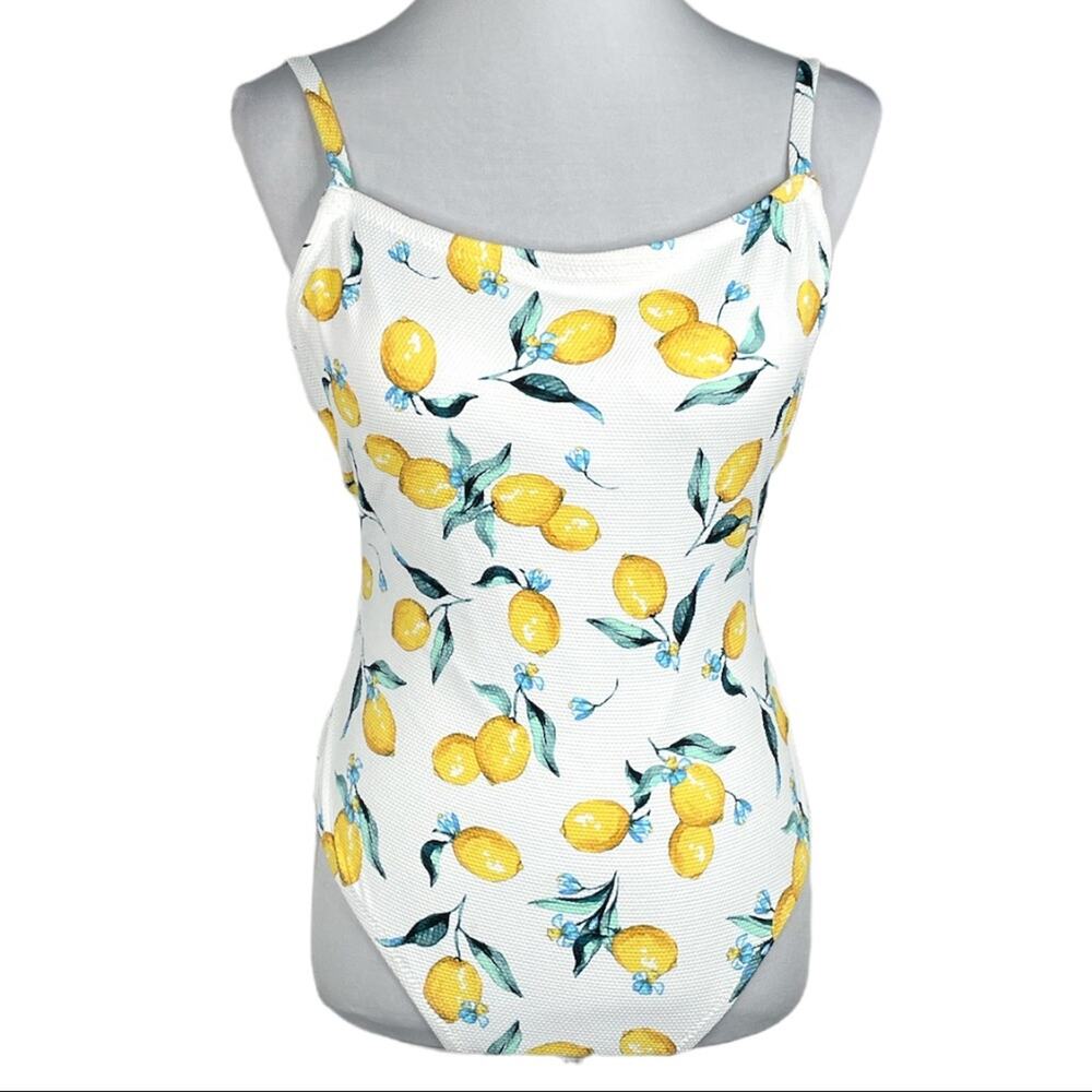 Jessica Simpson Lemons One Piece Swimsuit White Yellow Size Large